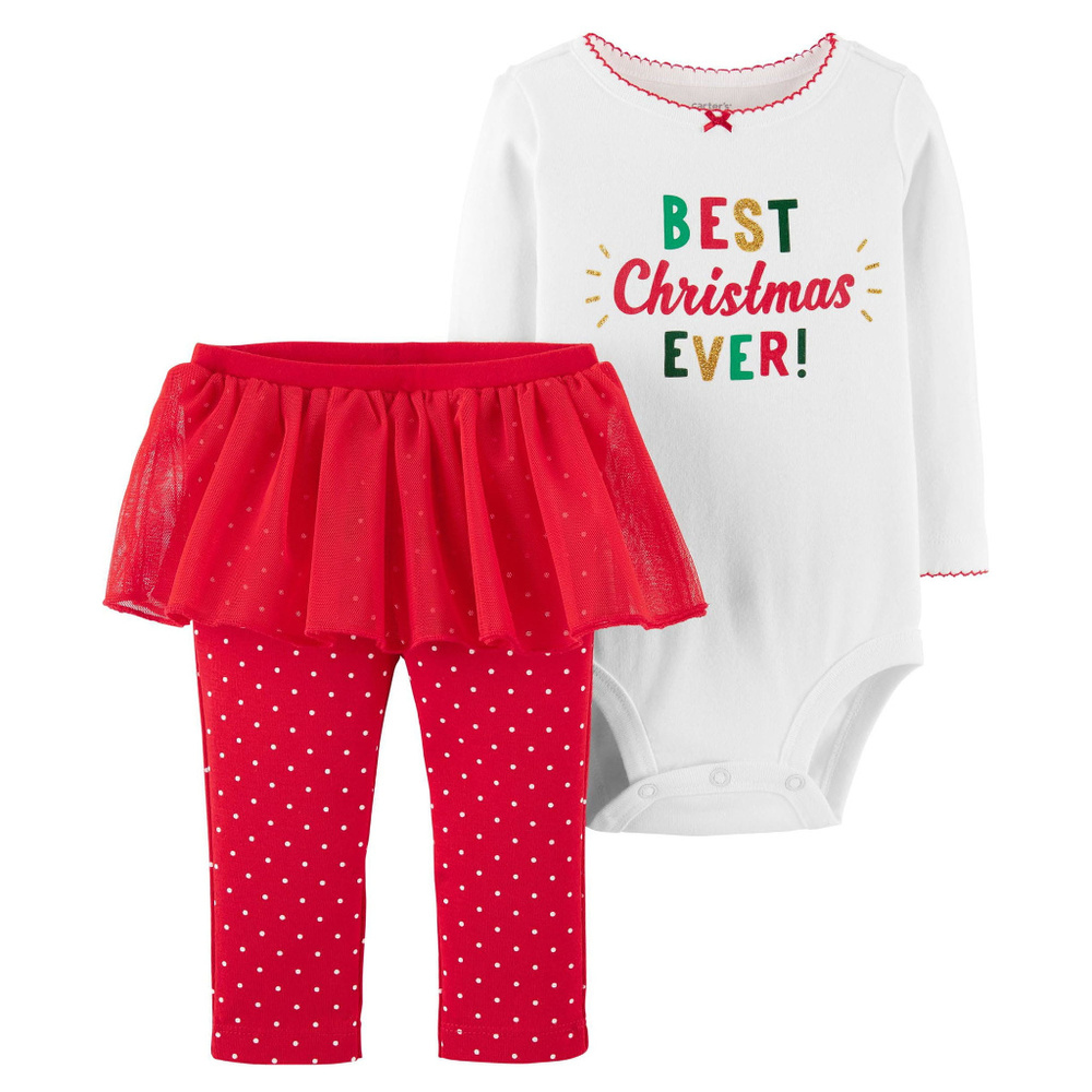 Carter’s 3 24 Months Baby Girl Christmas Bodysuit Tutu Pants Set Holiday Outfit